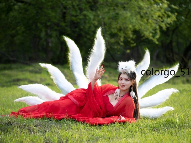 League of Legends Cola de Arma Cosplay utilería juego de ropa Halloween espectáculo vertical Foto 4 de 4