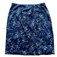Vintage Blue Founded 1989 Black Floral Velvet Skirt Small Dark Fairy Whimsigoth