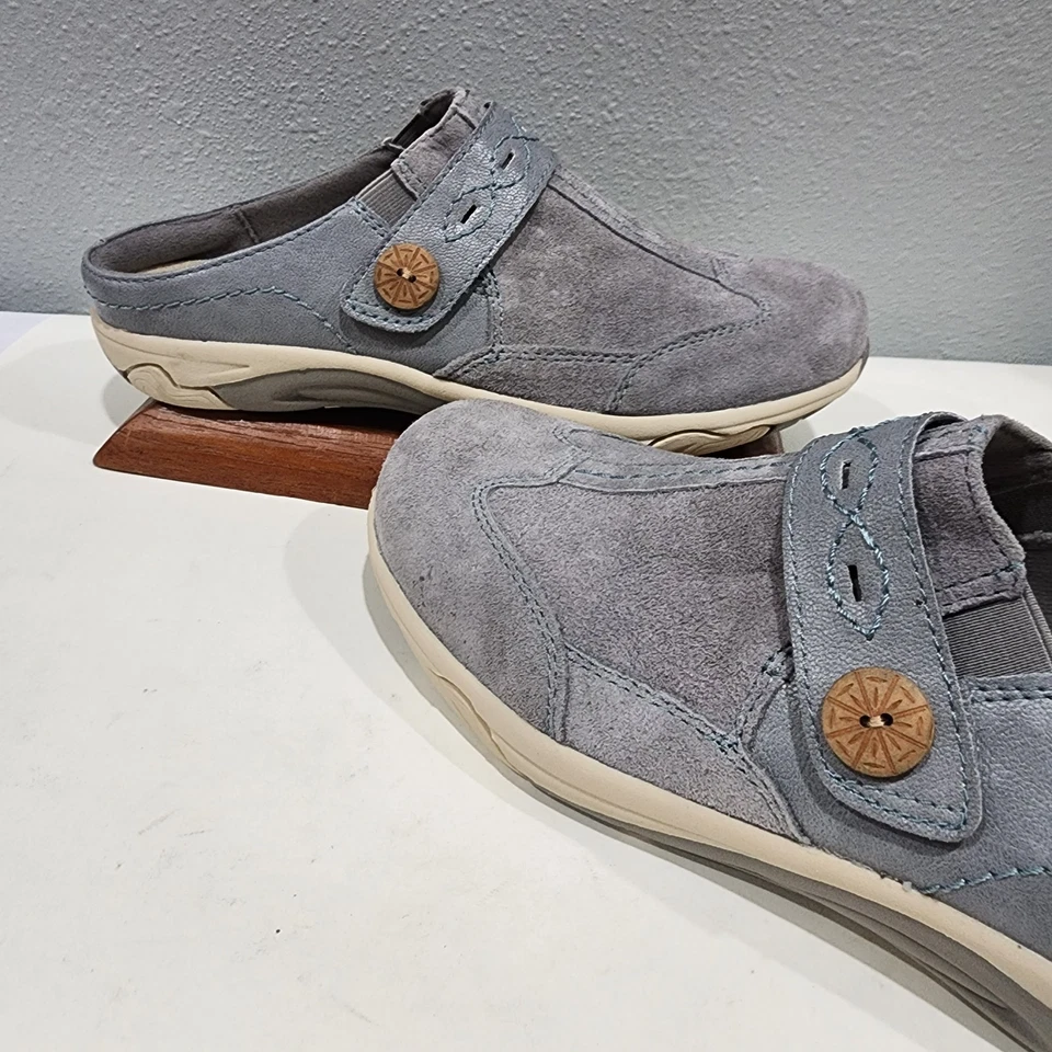 Mules Earth Spirit azul claro gris gamuza cuero mujer talla 10 EE. UU. Foto 4 de 4