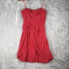 Lil Anthropologie Blazing Rays Red Striped Strapless Bow Dress Size 10 Draped
