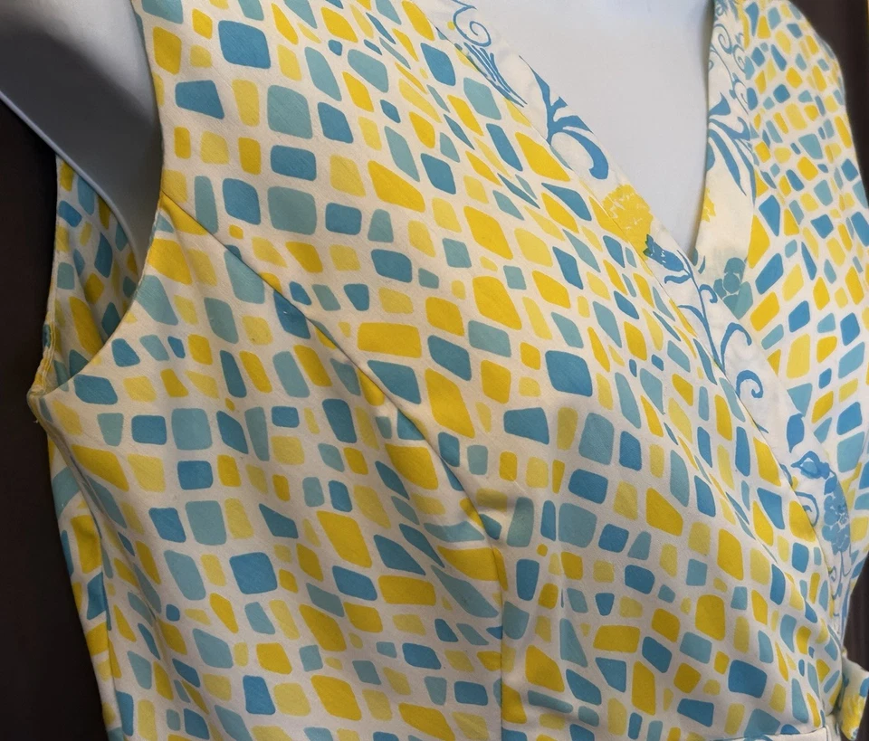 Vestido recto midi sin mangas floral azul amarillo azul Lilly Pulitzer años 60 de colección talla 6 Foto 4 de 4