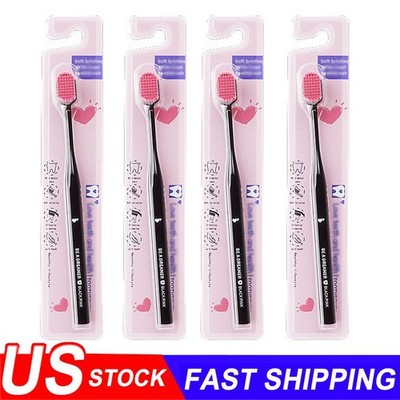 4pcs Ultra-Soft Toothbrush Set  Slim Head, Dual-Layer Bristles, Silicone Handle