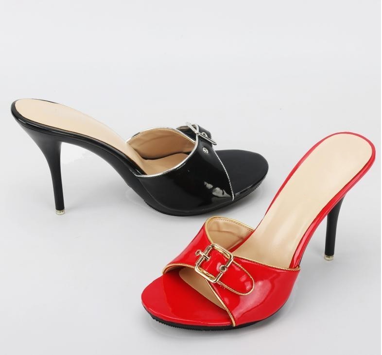 PANTOFOLA D’ORO Scarpe donna primaverili tacco alto punta aperta sandali mules cintura fibbia cinturino ciabatta