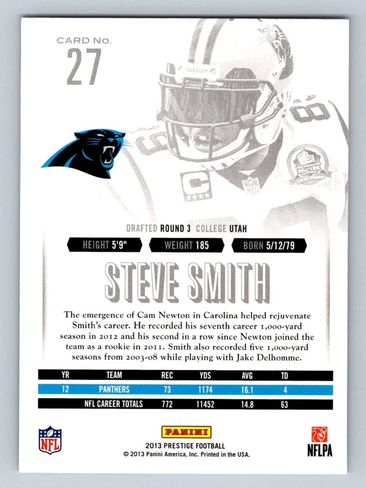 2013 Panini Prestige #27 Steve Smith - Image 2 of 2