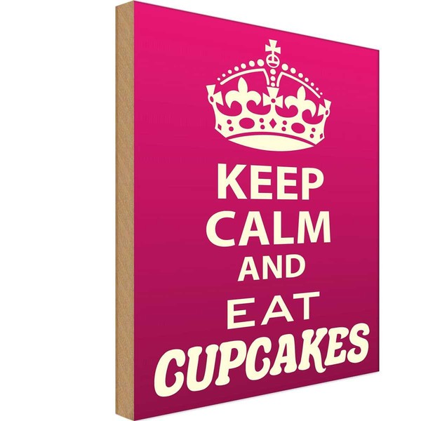 Holzschild 40X30 Cm Keep Calm And Eat Cupcakes Deko Geschenk Holz Schild-image