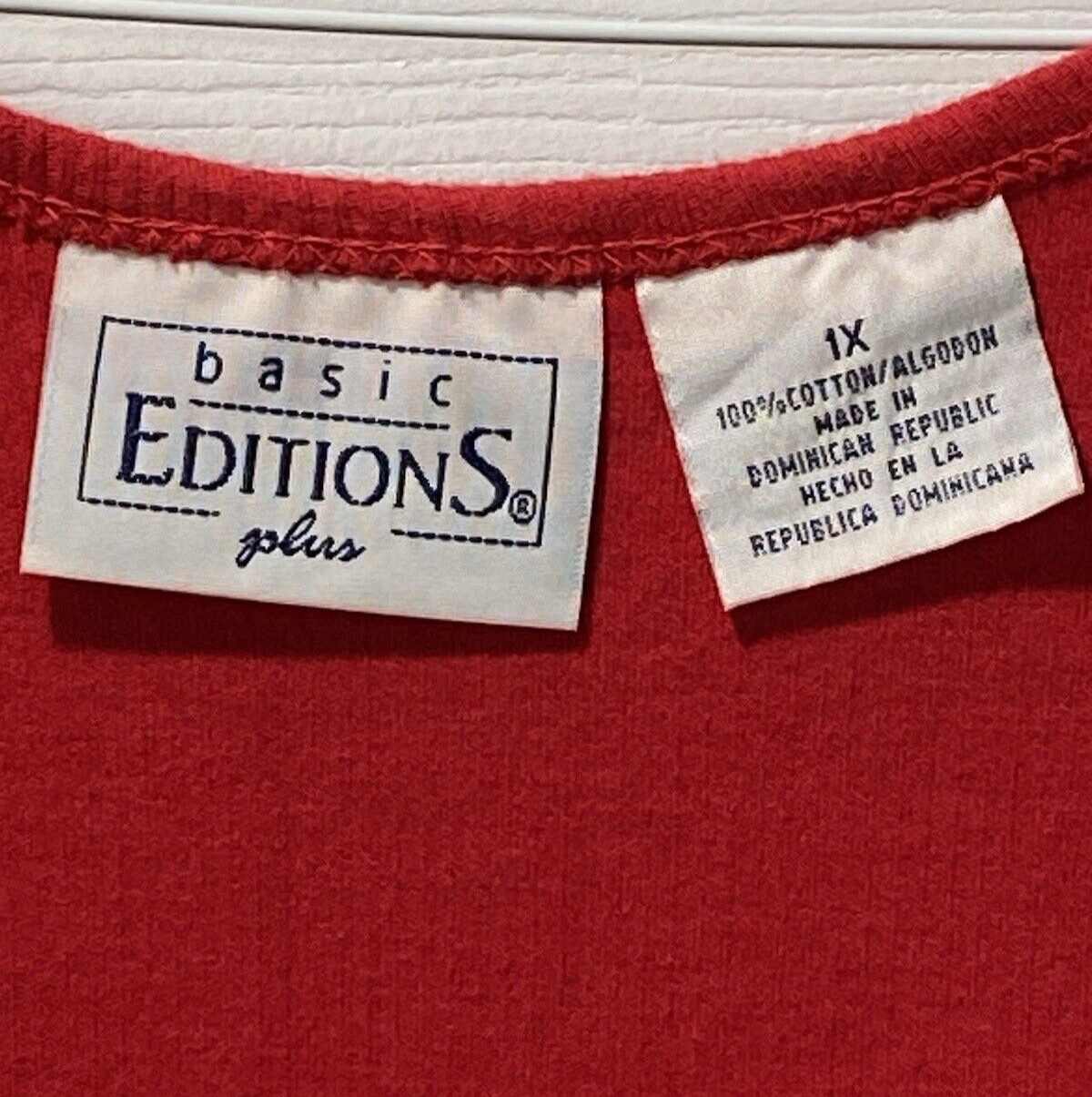 Basic Editions Pullover Top Red w/Crystals Short … - image 3