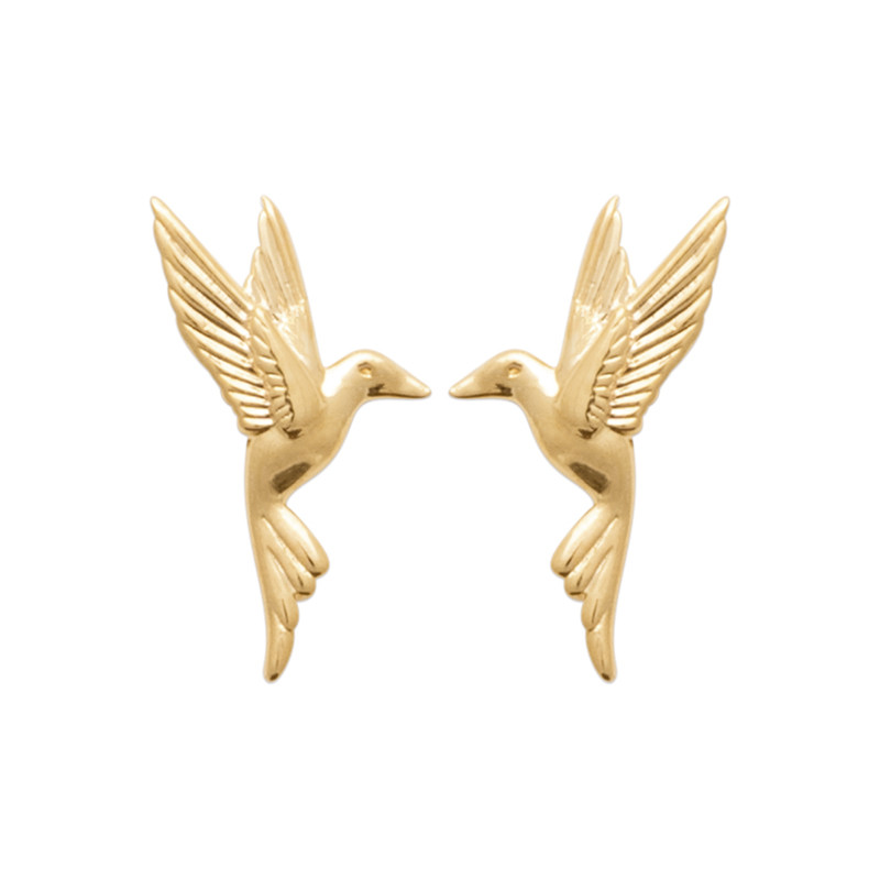 Boucles d'oreilles oiseaux plaqué or 750/000 pour le style quotidien