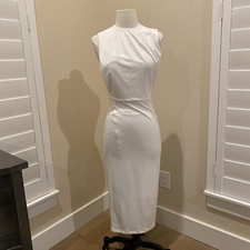 NWT ASOS Midi Bodycon Dress Ivory Open Sides Stretch 4 