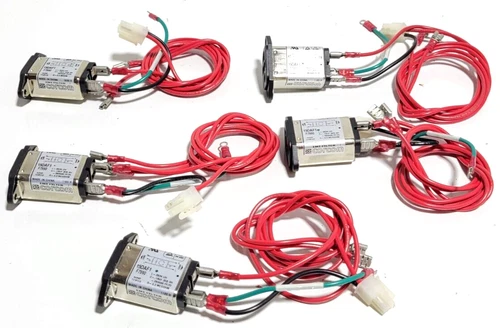LOT OF 5 - CORCOM 15DAF1 EMI LINE FILTER W/ WIRING CABLES SINGLE STAGE QUICK CON
