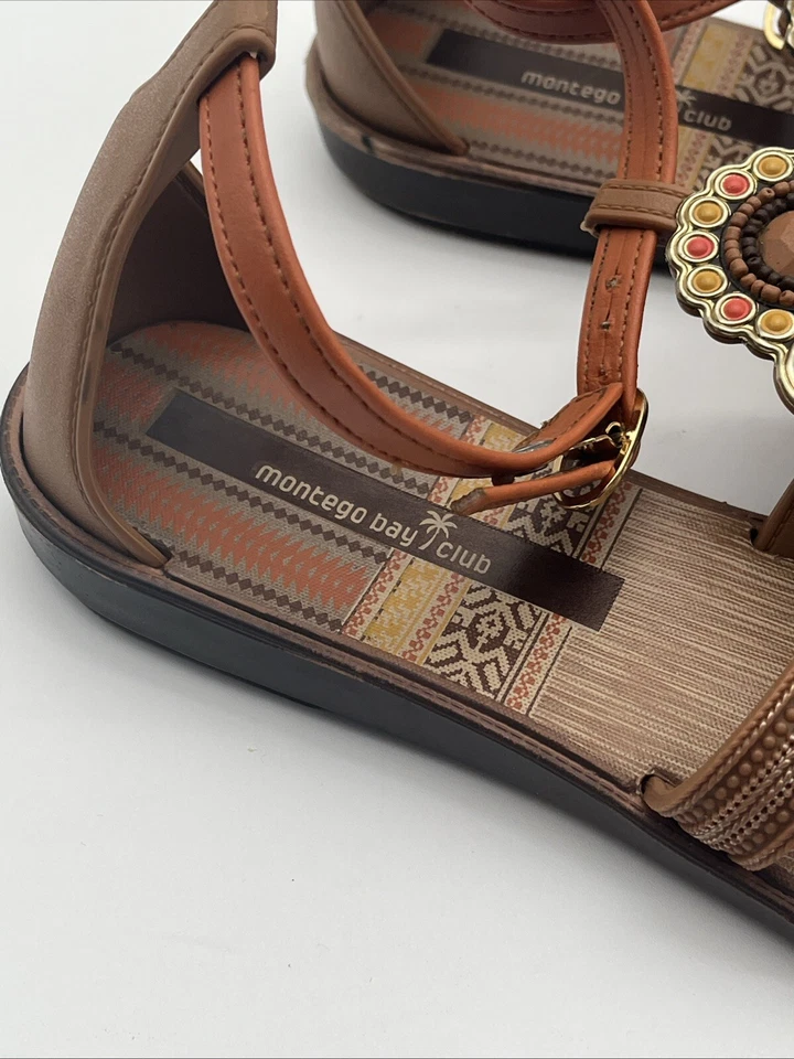 Sandalias bohemias para mujer Montego Bay Club con estampado de gemas y cuentas talla 8 Foto 2 de 4