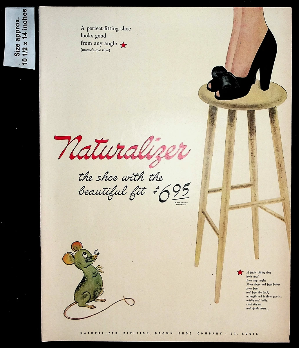 1944 Naturalizer Shoes Women Heels Mouse Fashion Stool Vintage