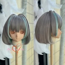 Peluca Corta Cómic 1/6 1/4 1/3 Tío BJD Muñeca Pelo Bobo Cabeza Gris + Azul Juegos con disfraces