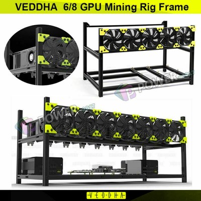 Veddha 6/8 GPU Open Air Case Mining Rig Frame Stackable Gehäuse Halterung T2