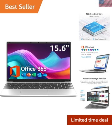.Powerful Intel 5205U Laptop - 15.6'' Display, 4GB RAM, Expandable 1TB Storage