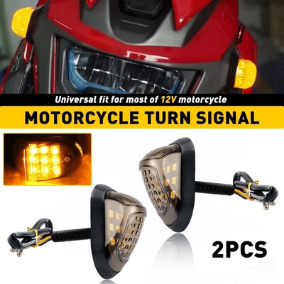 2/Smoke Flush Mount Motorcycle LED Turn Signals Light Blinker Amber Indicator B