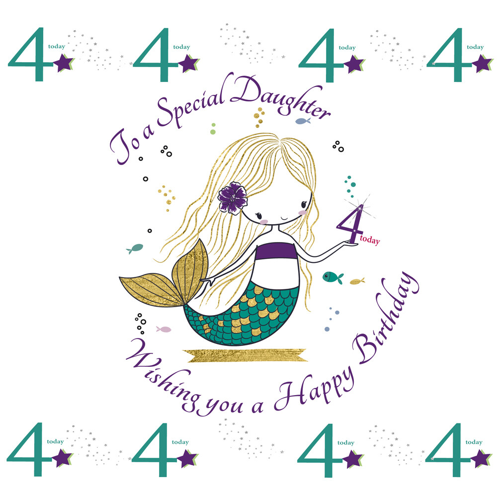 Daughter Happy 4th Birthday Greeting Card 4 Today Rush Design