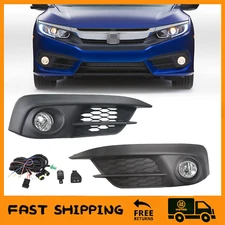 For 2016 2017 2018 Honda Civic Sedan Front Bumper Pair Fog Lights Lamps w/Cover