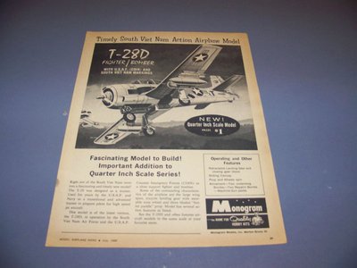 VINTAGE..1965 MONOGRAM HOBBY KITS ''T-28D''..SALES AD.RARE! (291M)