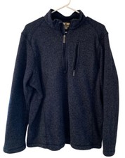 Woolrich Pull Over 1/4 Zip Sweater Navy Blue Mock Neck Mens Long Sleeve Large L