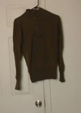 US Military 100% Wool Army Jeep Sweater 5 Button Warm Winter -small 34/36