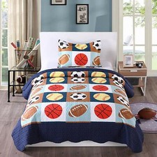 2pcs Kids Quilt Bedspread Comforter Set Throw Blanket for Boys Girls Quilt, A13
