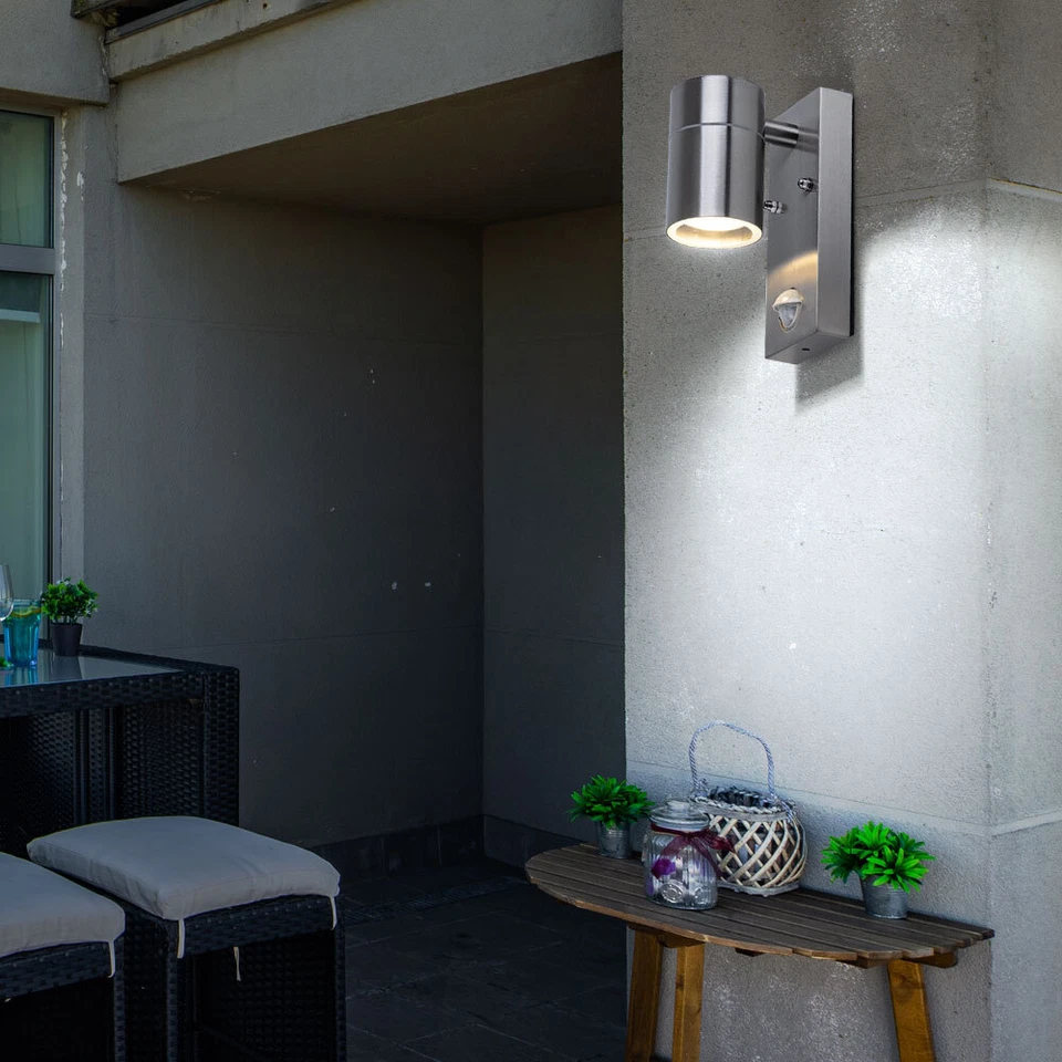 Wandleuchte Außenlampe Fassadenleuchte Bewegungsmelder LED GU10 Glas Edelstahl - Bild 3 von 4