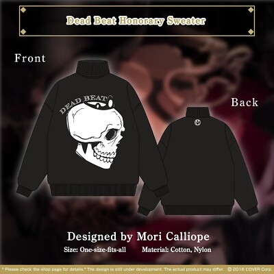 Mori Calliope 2022 Birthday UnAlive Dead Beat Honorary Sweater Hololive