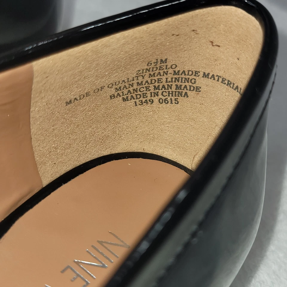 Zapatos planos de vestir Zindelo negros brillantes usados en excelente estado para mujer talla 6,5 m (EE. UU.) Nine West Foto 4 de 4