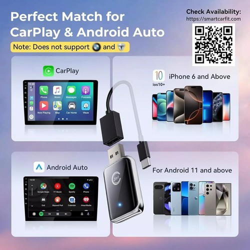 Wireless Carplay Adapter for iPhone, Convert Wired Carplay to Wireless, 2 in 1 P - Bild 6 von 9