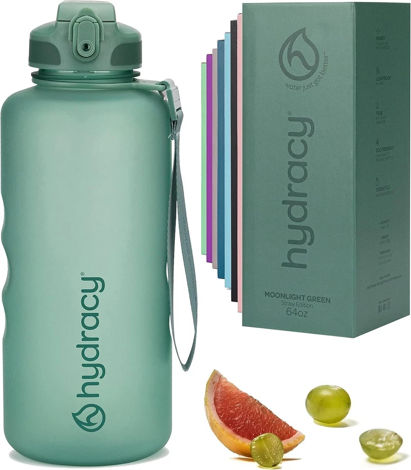 Hydracy Trinkflasche mit Strohhalm und Zeitmarkierung - 2L Wasserflasche - BP... - Bild 2 von 4