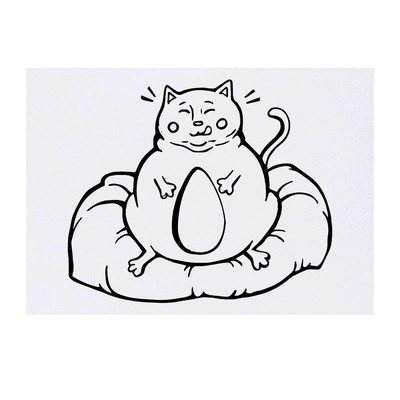 Großes temporäres Tattoo ''Fette Katze auf Kissen'' (TO00073603)