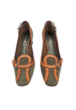 Vintage PRADA Runway S2005 Pumps Moss Green Tan Navy Color Block EU 37 / US 7