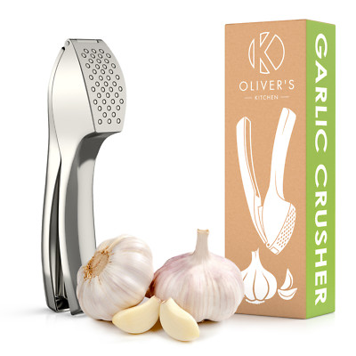 Premium Knoblauchpresse einfach zu bedienen und zu reinigen Knoblauch zerkleinern groß - Olivers Küche