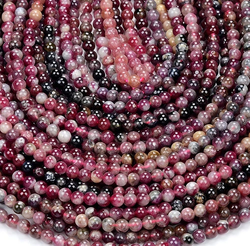 Piedra preciosa natural de Madagascar eudialito AA redonda 3 mm 4 mm cuentas sueltas 15 pulgadas (P80) - Imagen 1 de 3