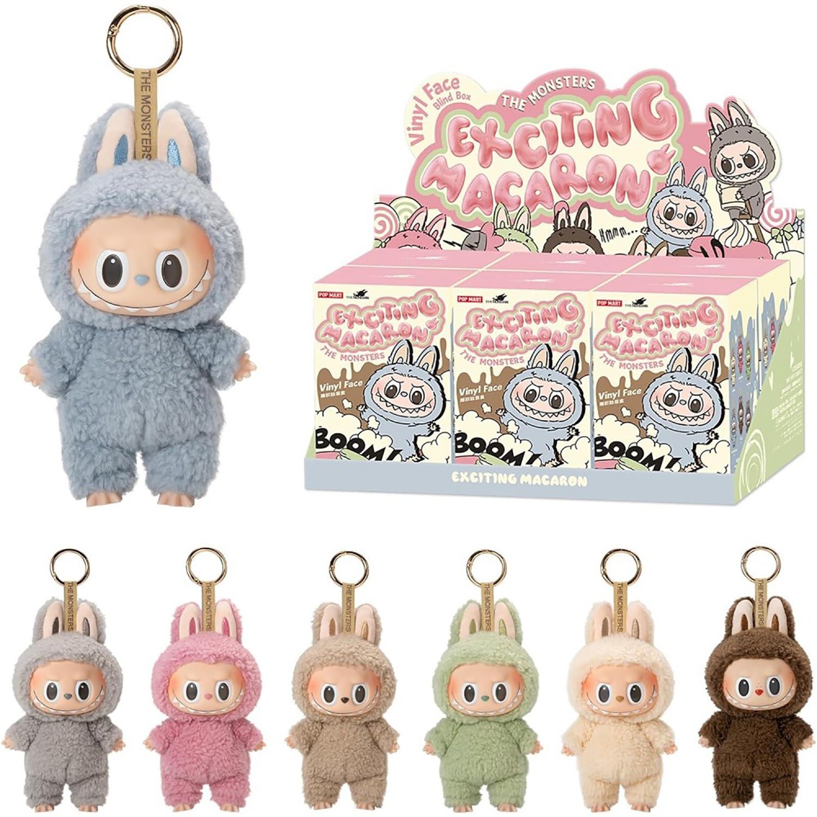 POP MART Labubu The Monsters Exciting Macaron Series Plush Doll Toy Keychain NEW