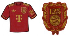 FC Bayern München Magnet 2er Set - 125 Jahre Logo & Trikot - Kühlschrankmagnet