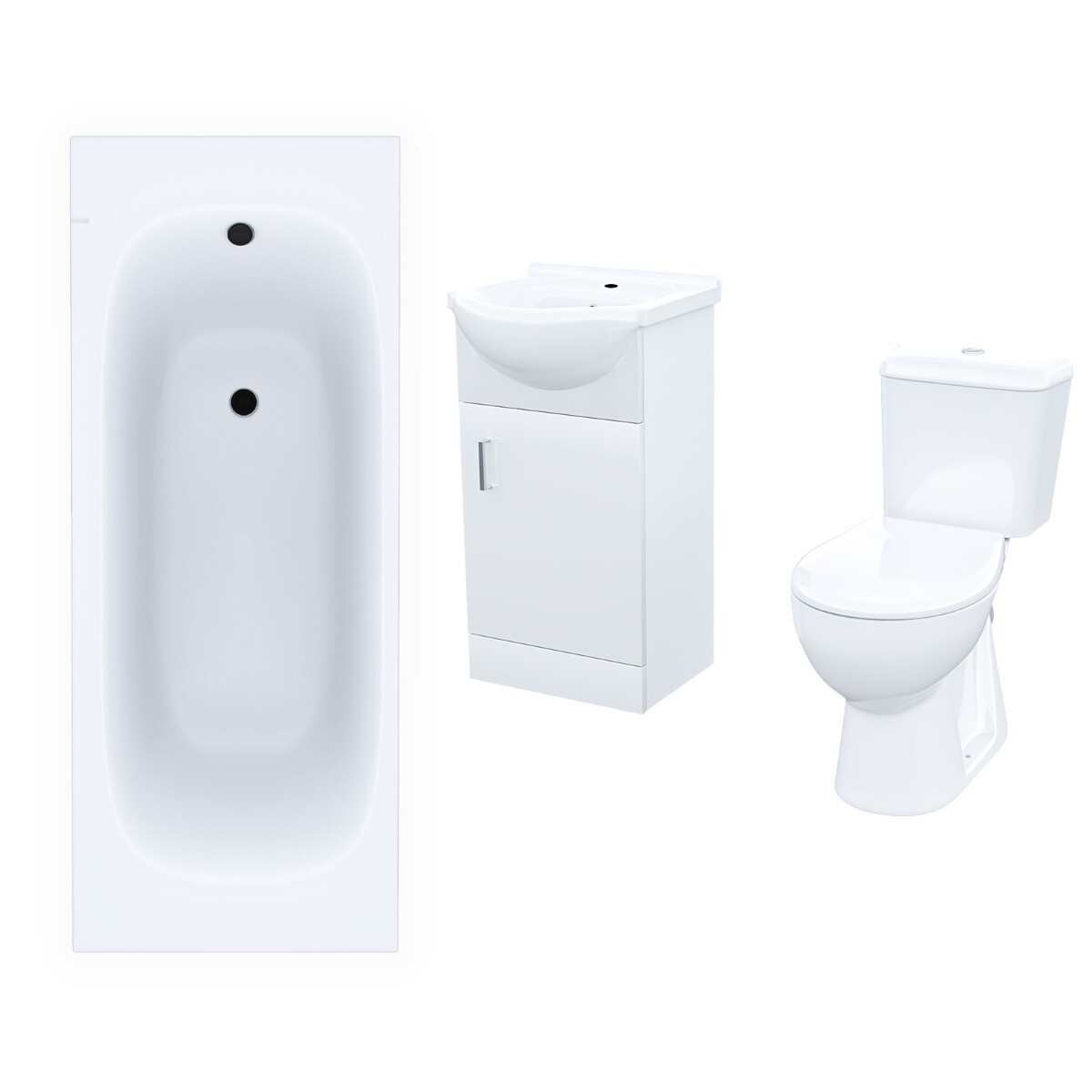Memphis 3Piece Bathroom Suite White Close Coupled Toilet, 450mm