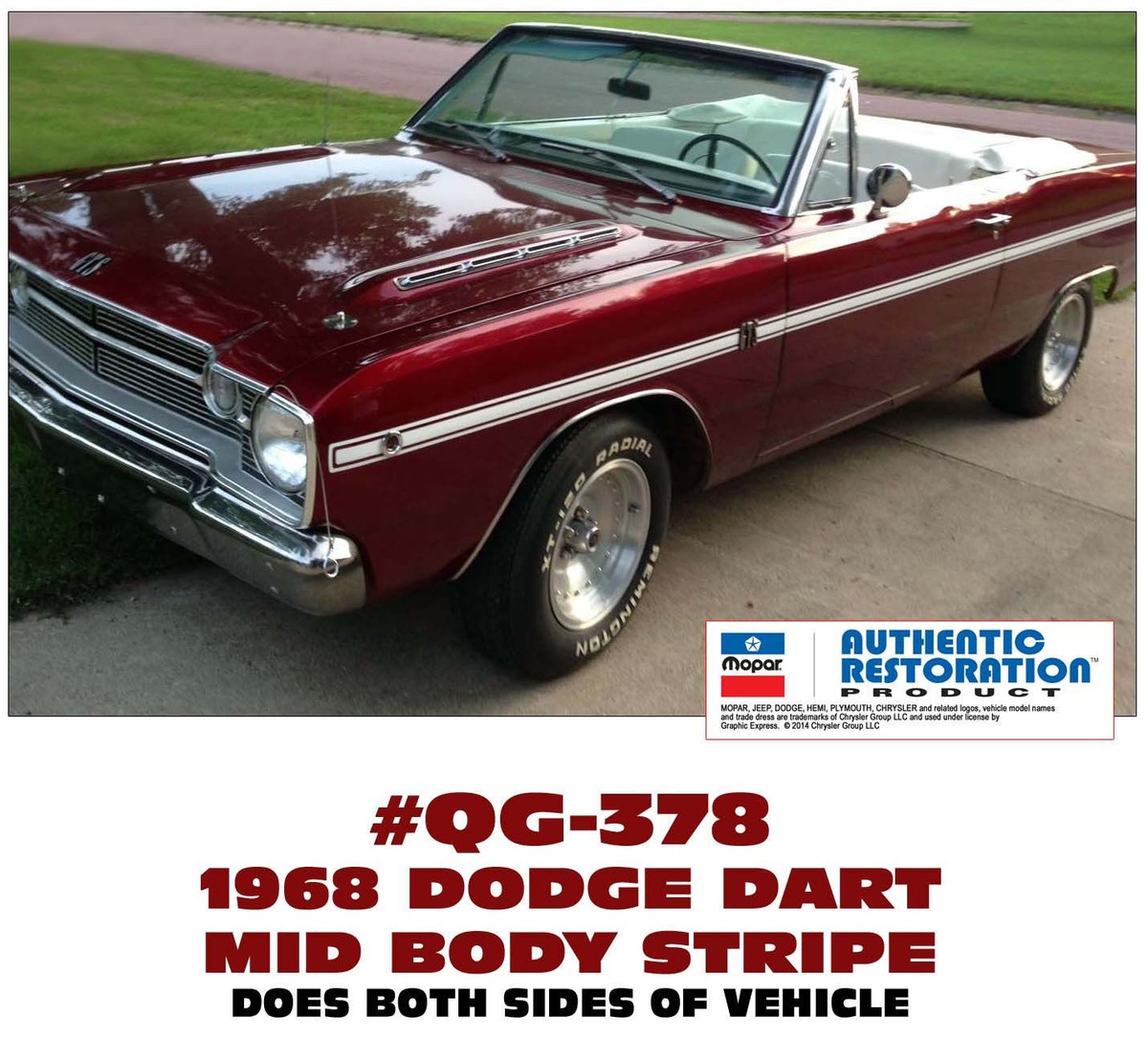 GE-QG-378 1968 DODGE DART - MID BODY SIDE STRIPE KIT