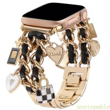 Women Cute Metal leather Strap Band For Apple Watch Ultra 11 10 9 8 7 6 5 4 SE 3
