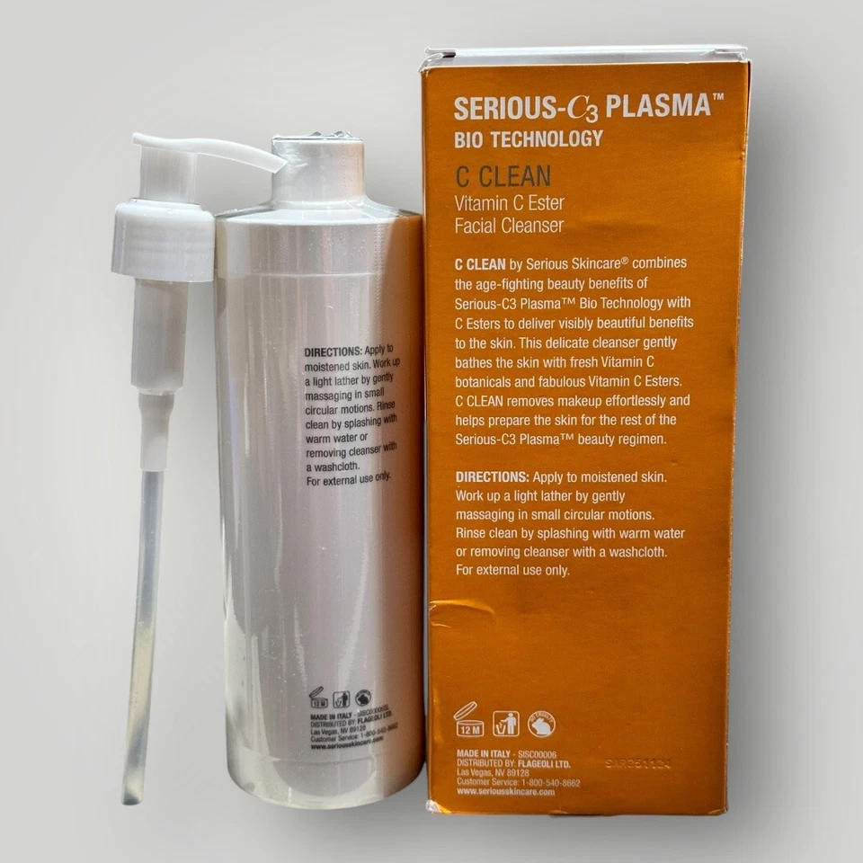 Limpiador facial Serious Skincare C-Clean vitamina C con bomba 12 oz nuevo sellado Foto 2 de 2