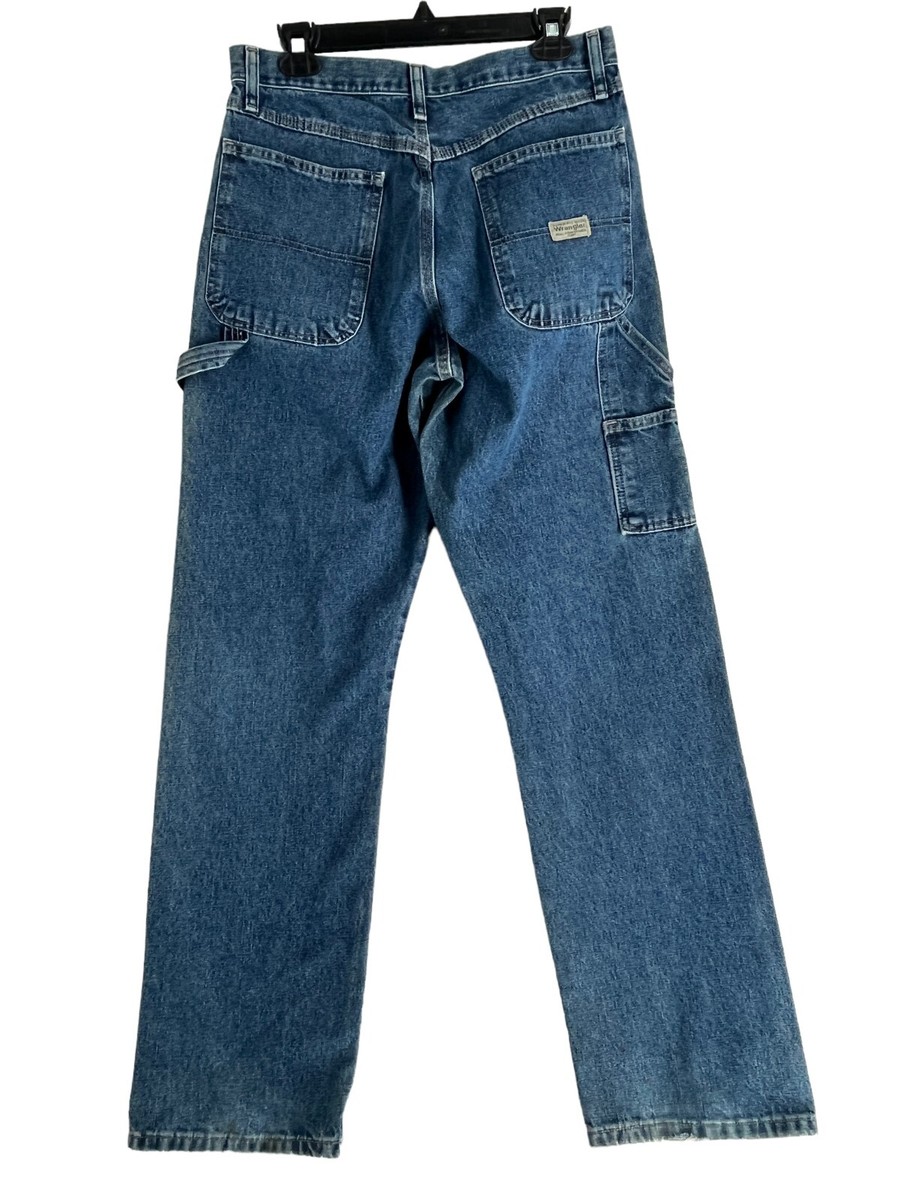 Wrangler Relaxed Fit Carpenter Work Blue Denim jeans Men Size 32X34