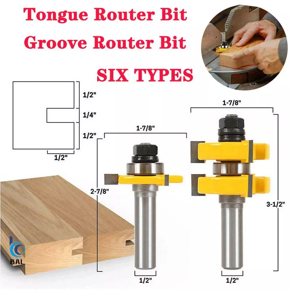 Tongue Groove Joint Assemble Router Bits T Slot Milling Cutter Wood Woodwork