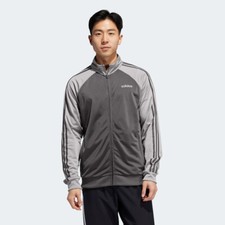 NWT Adidas Essentials Men's 3-Stripes Track Jacket Grey Six/Solid Grey FI8177