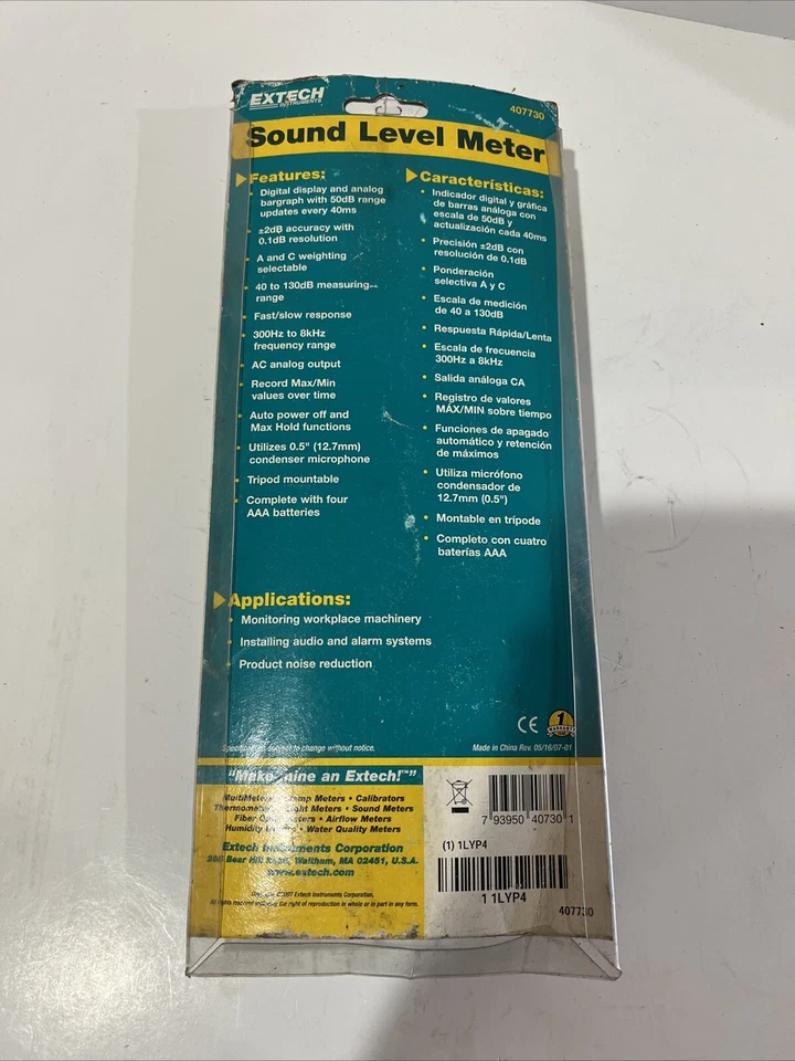Extech 407730 Digital Sound Level Meter, 40 to 130dB NOS - Image 3 of 3