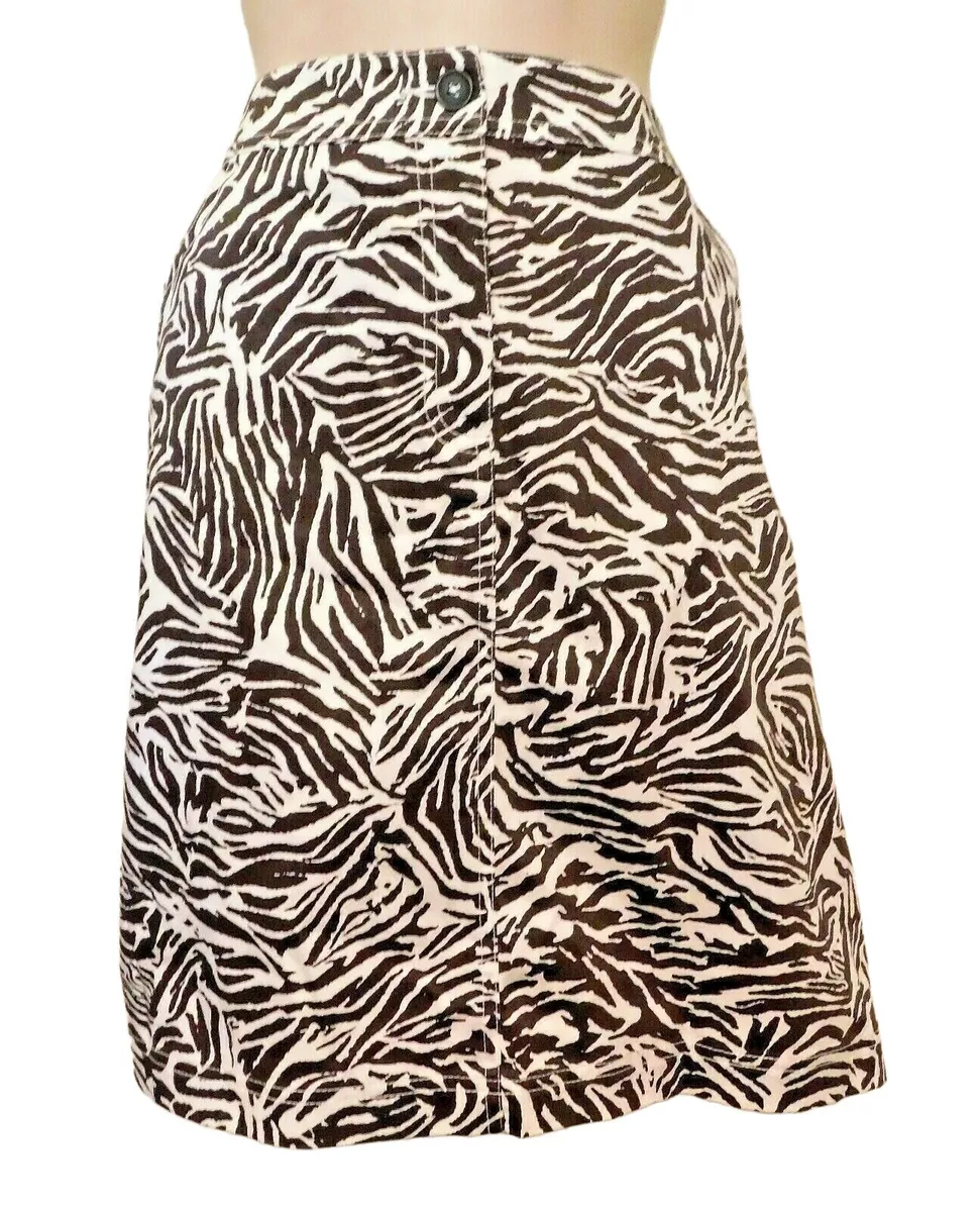 Chico s 3 Pencil Skirt XL 16 Brown White Zebra Fitted Waist Cotton Elastane NEW