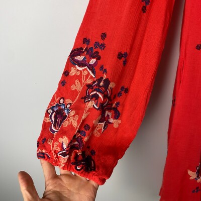Free People Oxford Embroidered Floral Shift Mini Dress Red Combo Small | eBay Free People Oxford Embroidered Floral Shift Mini Dress Red Combo Small | eBay