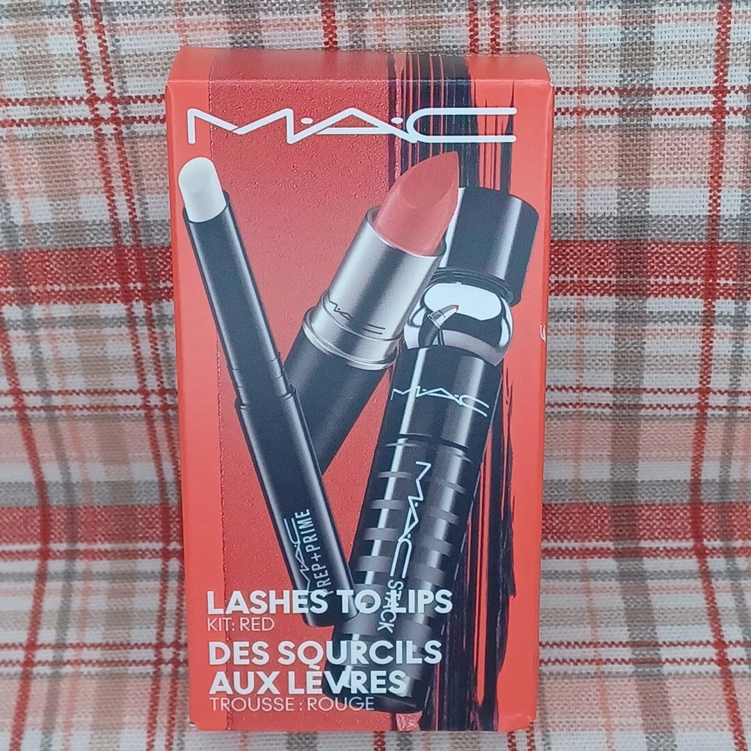 MAC Lashes To Lips Kit Lady Danger 607 Black Stack Lipstick+Lip Base & Mascara