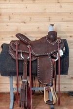 Western Barrel Saddle Set Leather Horse Saddle 16  nch Custom Fit
