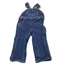 Vintage Baby Bibs 18 M Happy Kids Toddler Denim Overalls Snap Bottom Blue