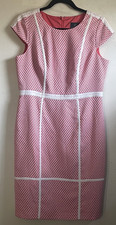 Adrianna Papell Dress Womens Size 10 Pink Polka Dot Ivory Stripe Sheath Knit